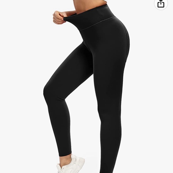 Black yoga leggings high waist, hidden pocket for a key - Picture 1 of 6